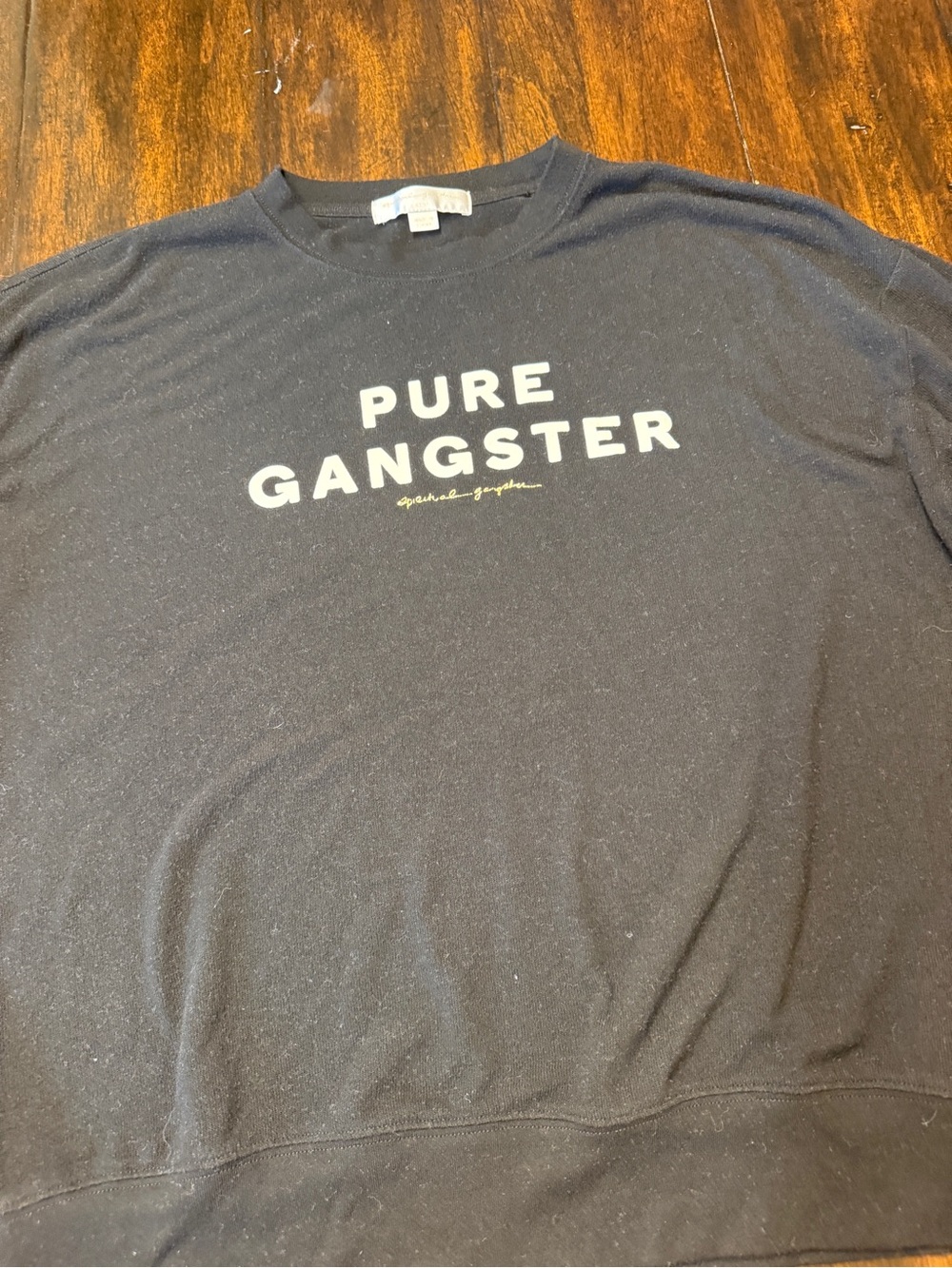 Pure Barre Black 'PURE GANGSTER' Crewneck light weight pullover - Picture 4 of 5